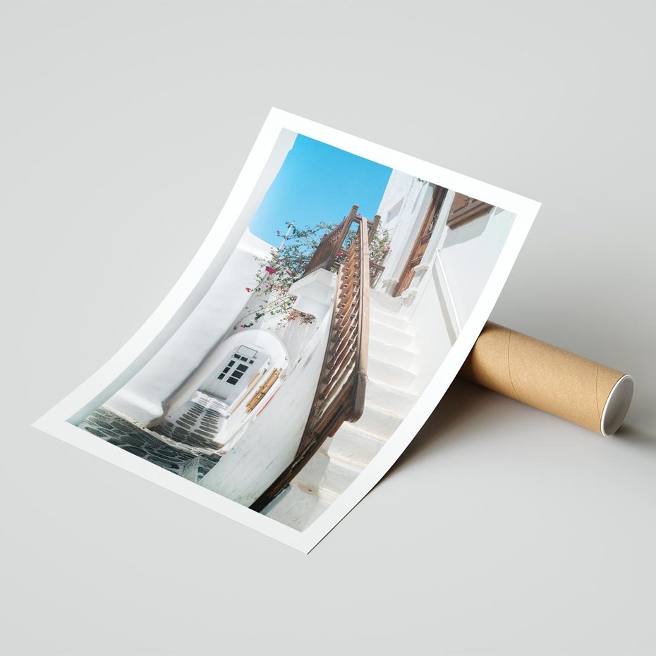 Plakat bez ramy 50x70 - Schody Uliczką W dół - schody, uliczka