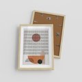 Plakat w ramie 30x40 - Symetria w Stylu Mid-Century - minimalistyczny obraz, mid-century styl - rama drewno