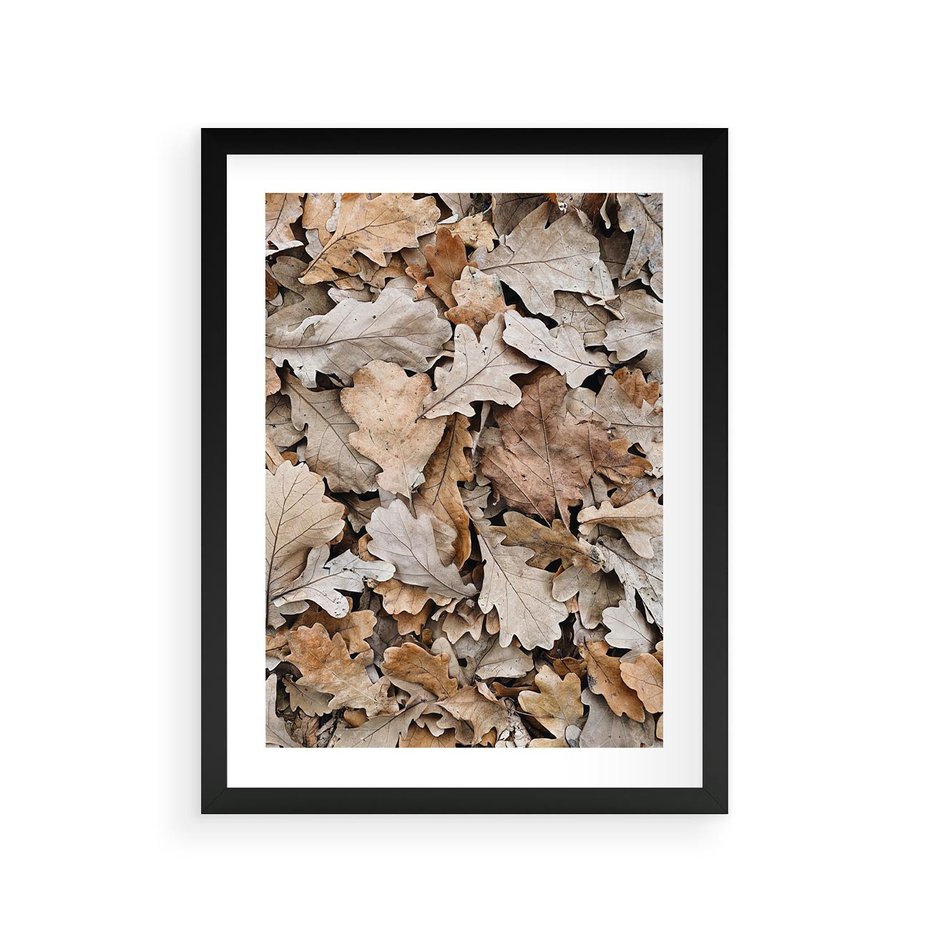 Plakat w ramie 30x40 - Nostalgiczny Pejzaż - suche liście, jesień - rama czarna