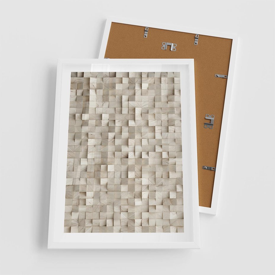 Plakat w ramie 50x70 - Geometryczne 3D: Abstrakcyjna Harmonia - geometryczne, 3D - rama biała