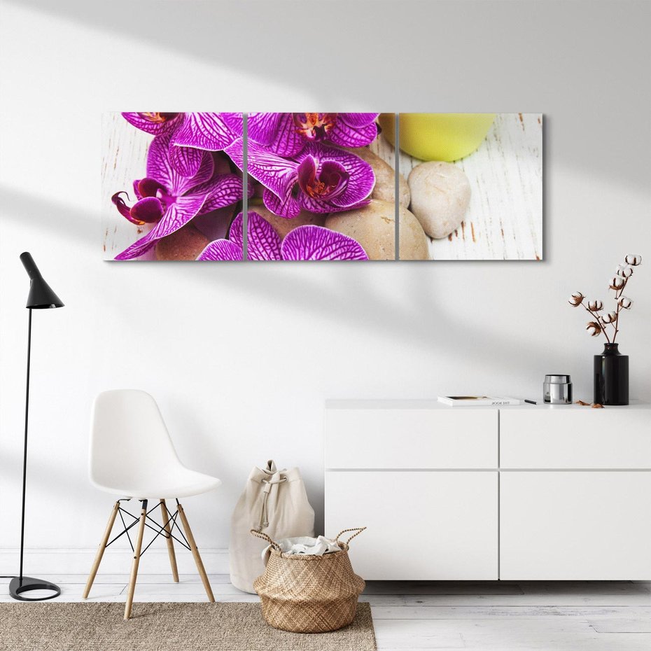 Obraz na płótnie 150x50 - Relaksujące spa w otoczeniu orchidei - spa, świece