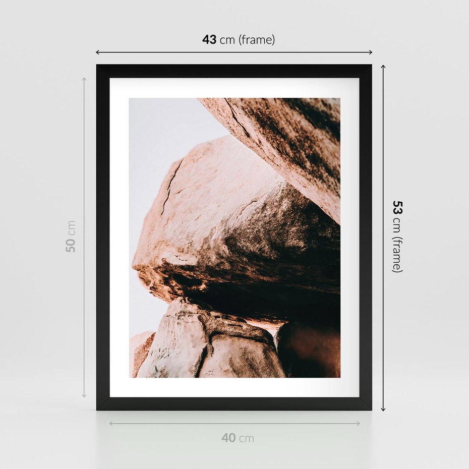 Plakat w ramie 40x50 - Tekstura Brązu - skały, głazy - rama czarna