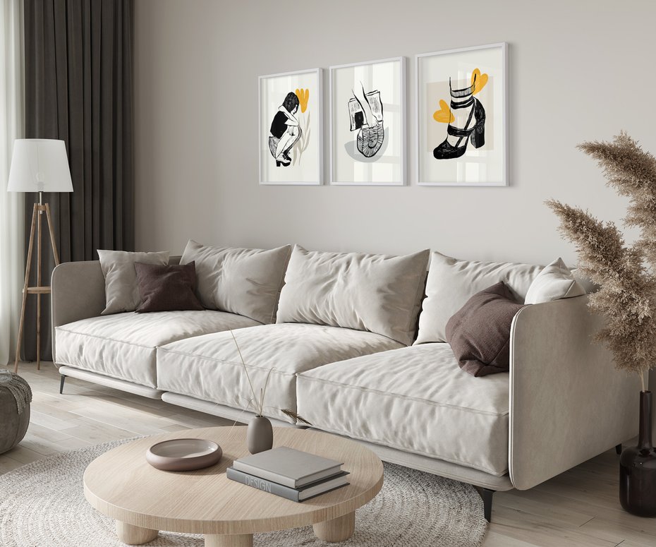 Zestaw obrazy w ramie 40x50 galeria - Moda, fashion, kobieta, szpilki - rama biała