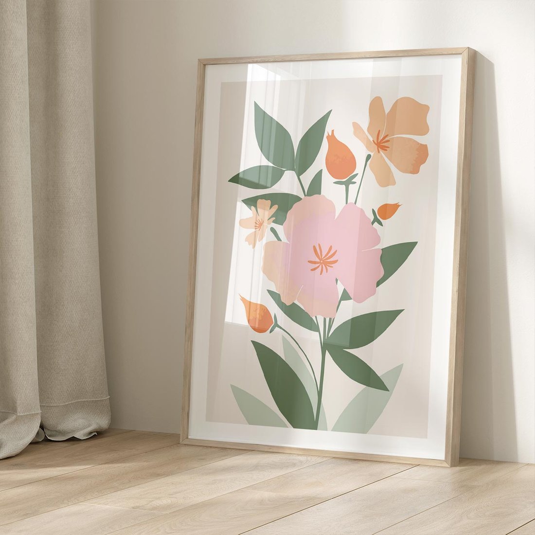 Plakat w ramie 40x50 - Kwiatowe Nastroje - kwiat, sztuka nowoczesna - rama drewno