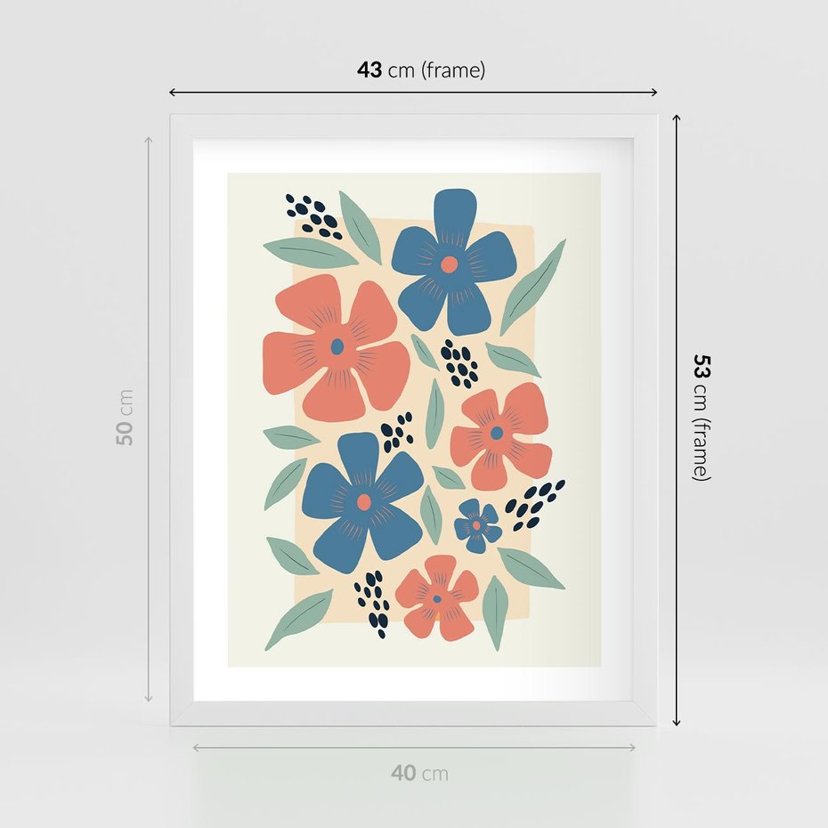 Plakat w ramie 40x50 - Kolorowe liście tęsknot - minimalistyczny plakat, grafika - rama biała