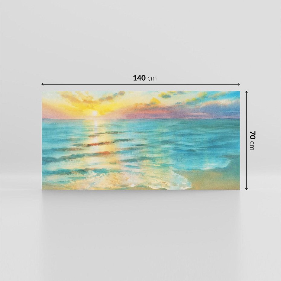 Obraz na płótnie 140x70 - Objawienie Fioletowego Świtu - fioletowy wschód słońca, słońce wschodzi nad morzem