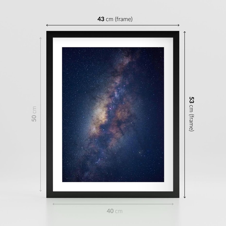 Plakat w ramie 40x50 - Wśród Gwiazd - rozgwieżdzone niebo, droga mleczna - rama czarna