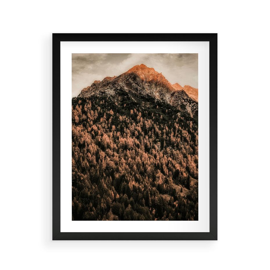 Plakat w ramie 40x50 - Jesienna Godzina w Górach - góry, las w górach - rama czarna