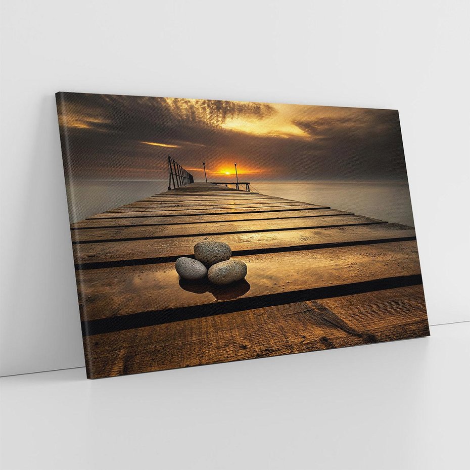 Obraz na płótnie 100x70 - Zachód Słońca nad Molo: Magia Morza - zachód, słońca