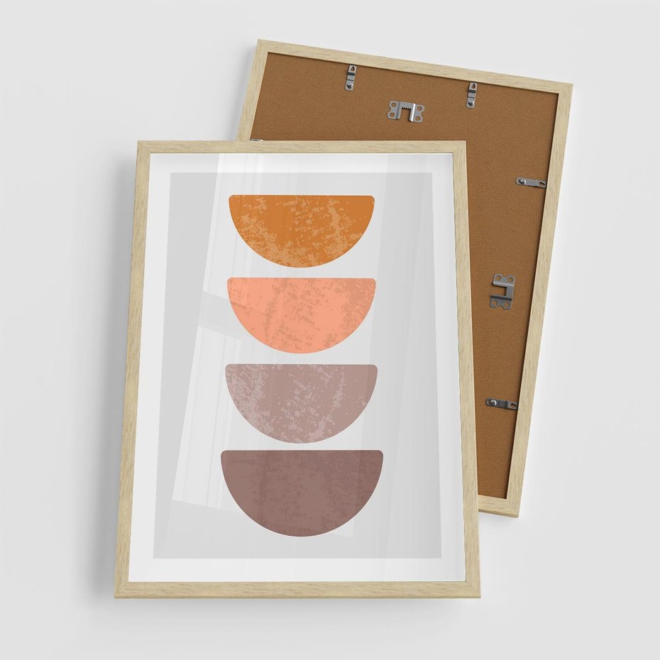 Plakat w ramie 50x70 - Minimalizm i Geometria - minimalistyczny obraz, mid-century styl - rama drewno