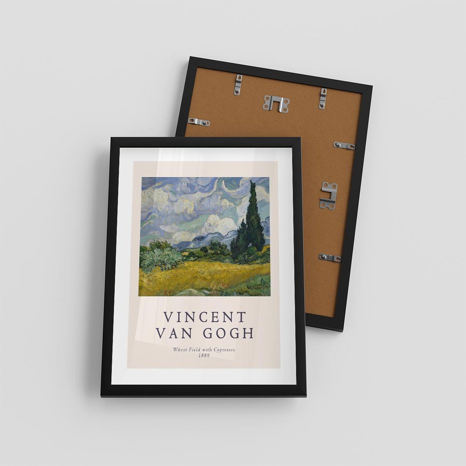Plakat w ramie 30x40 - Pole z Cyprysami - reprodukcja obrazu, van gogh - rama czarna