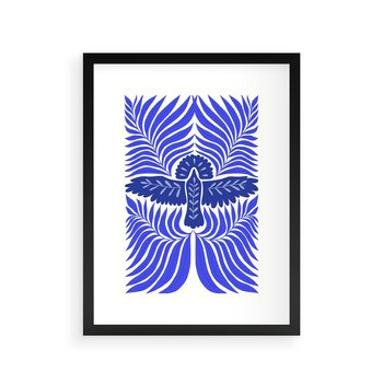 Plakat w ramie 50x70 - Etniczne Rekwizyty - etniczne roślinne wzory, granat - rama czarna