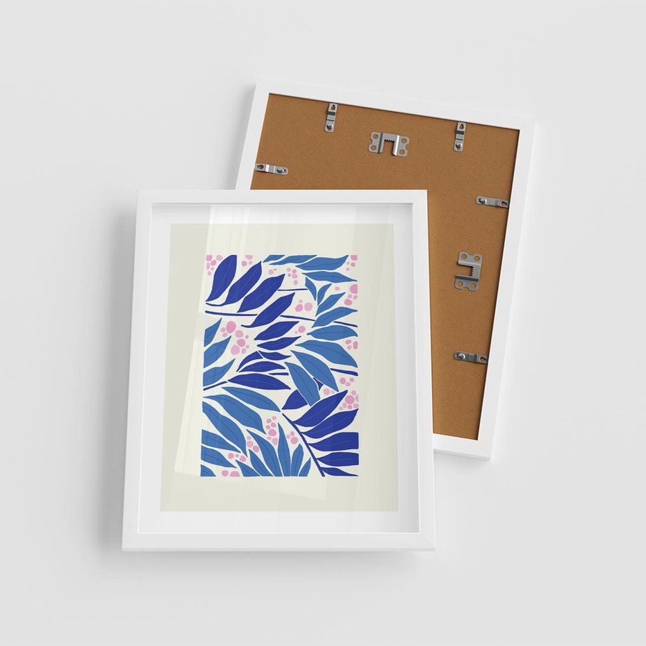 Plakat w ramie 40x50 - Kolorowy Wir - liściasta kompozycja, nowoczesny plakat - rama biała