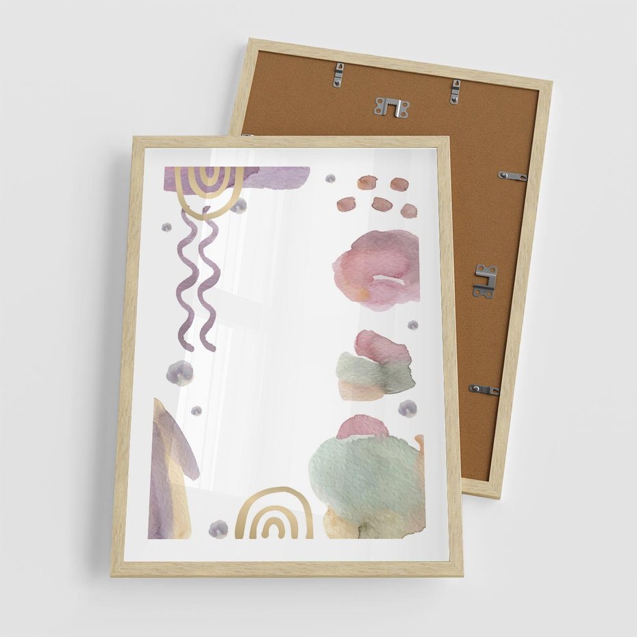 Plakat w ramie 50x70 - Pastelowe Wnętrza Emocji - abstrakcyjny palakt, akwarelowe plamy - rama drewno