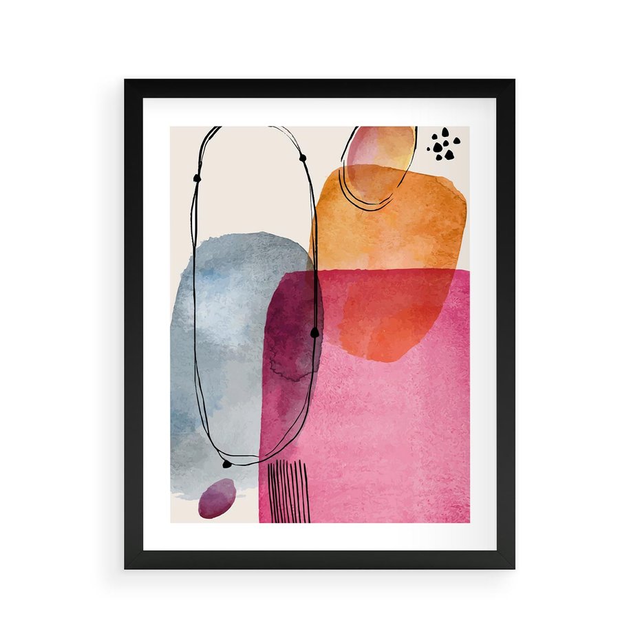 Plakat w ramie 40x50 - Kolorowe Pastelowe Spektrum - kolorowe pastelowe plamy, rozmyte żywe kolory - rama czarna