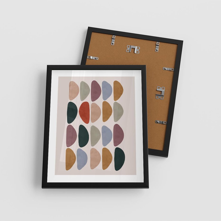 Plakat w ramie 40x50 - Granice Boho - abstrakcyjny obraz, geometryczna kompozycja - rama czarna