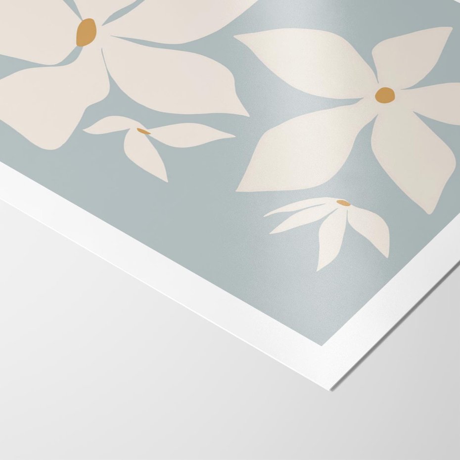 Plakat bez ramy 21x30 - Błękit Kwiatów - kwiaty, nowoczesne i minimalistyczne