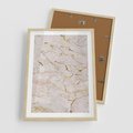 Plakat w ramie 50x70 - Beżowy Marmur i Złoto - marmur, beżowy marmur - rama drewno