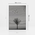 Obraz w ramie 50x70 - Samotne Drzewo - samotne drzewo w polu, czarno białe zdjęcie - rama biała