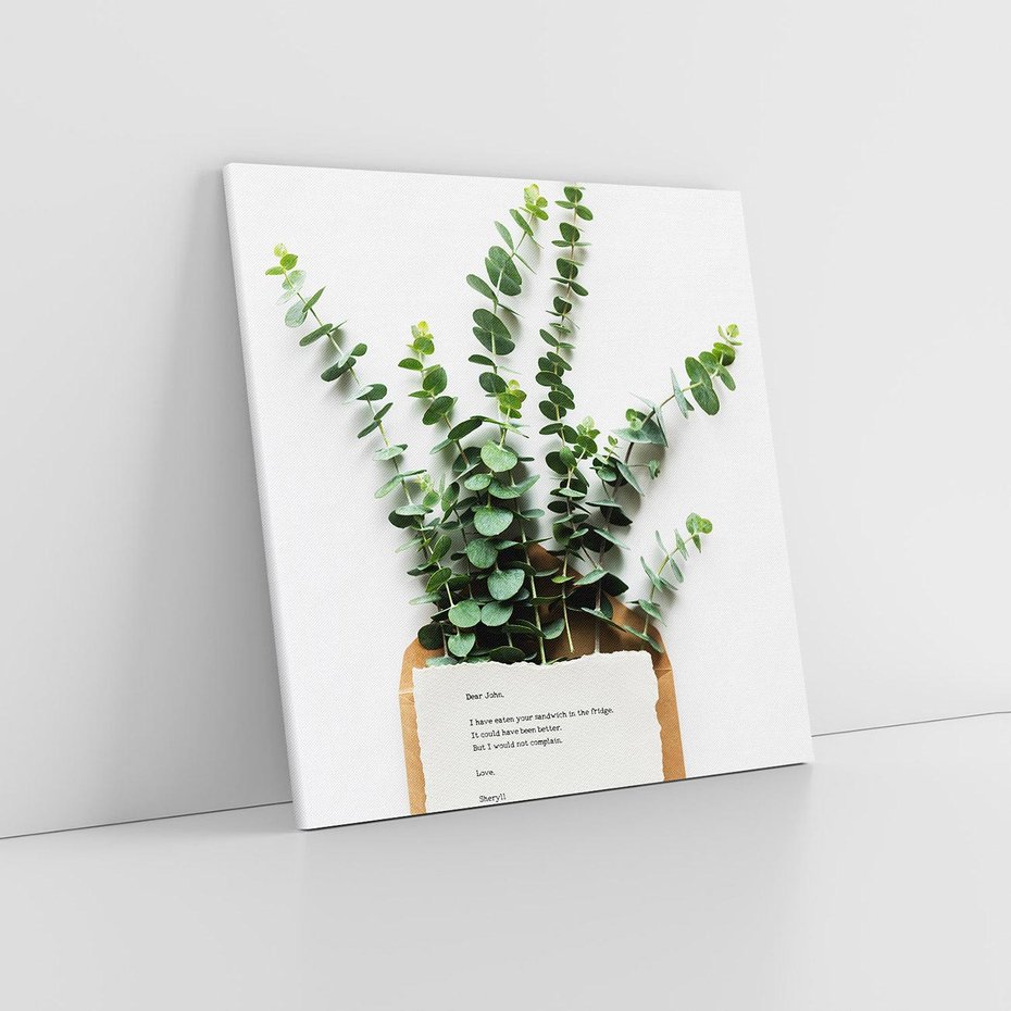 Obraz na płótnie 80x80 - Eukaliptusowa harmonia - eukaliptus, liście