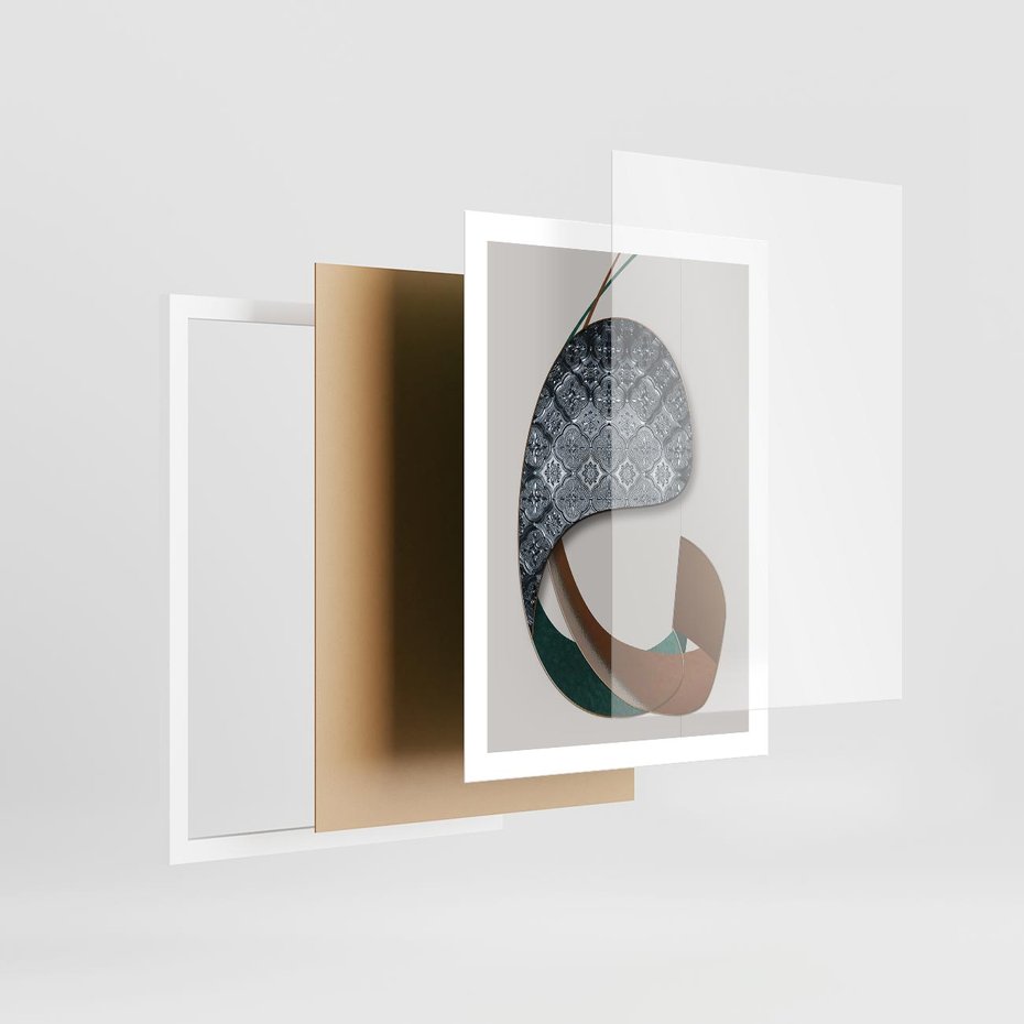 Plakat w ramie 50x70 - Abstrakcyjne Światy Geometrii - nowoczesny, geometryczny - rama biała