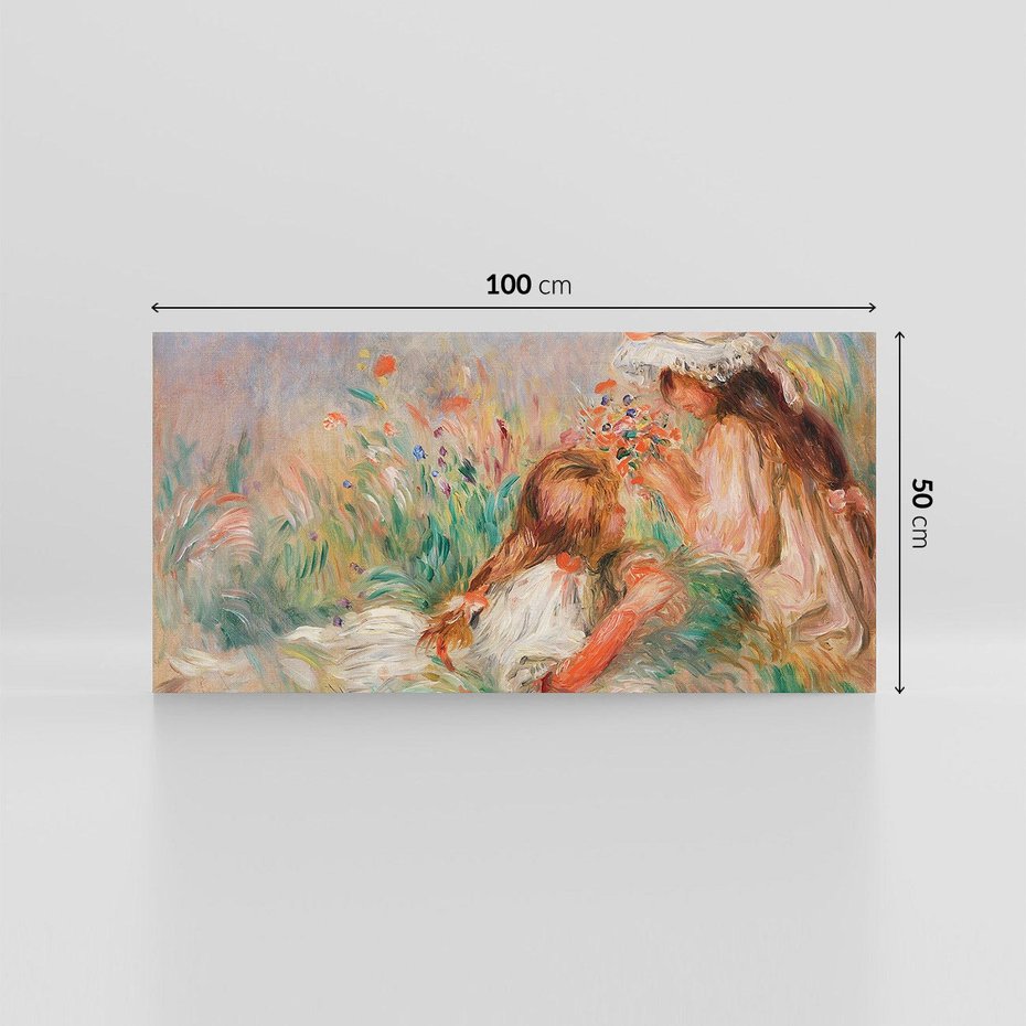 Obraz na płótnie 100x50 - Girls in the Grass Arranging a Bouquet, Pierre-Auguste Renoir - Reprodukcja - reprodukcja, obraz na płótnie