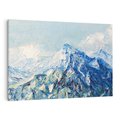 Obraz na płótnie 100x70 - Majestat Błękitnych Szczytów - olejny obraz, górski pejzaż