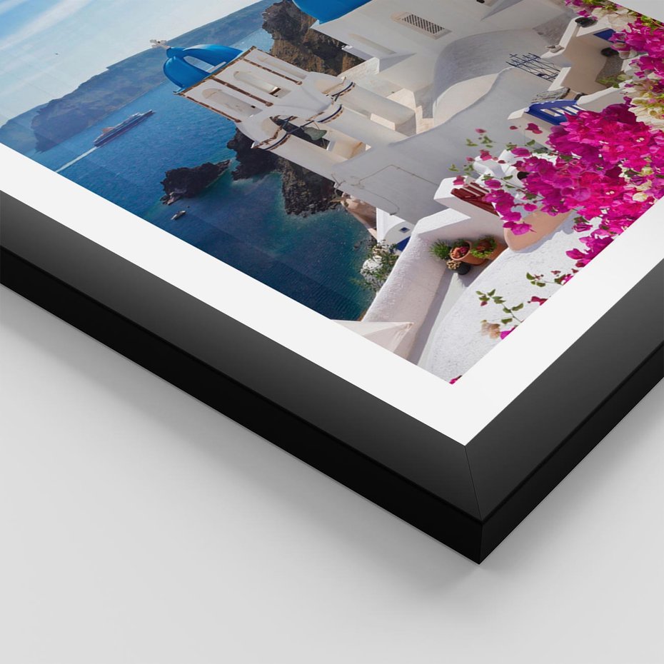 Plakat w ramie 40x50 - Perspektywa na Santorini - Santorini, perspektywa - rama czarna