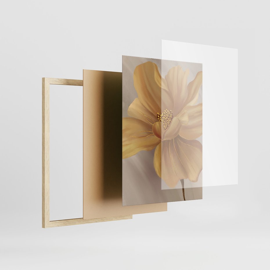 Zestaw obrazy w ramie 40x50 galeria - Kwiaty, jak, obraz, olejny, złoto - rama drewno