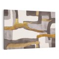 Obraz na płótnie 120x80 - Szaro-złote Wibracje - abstrakcyjne kształty, szerokie linie