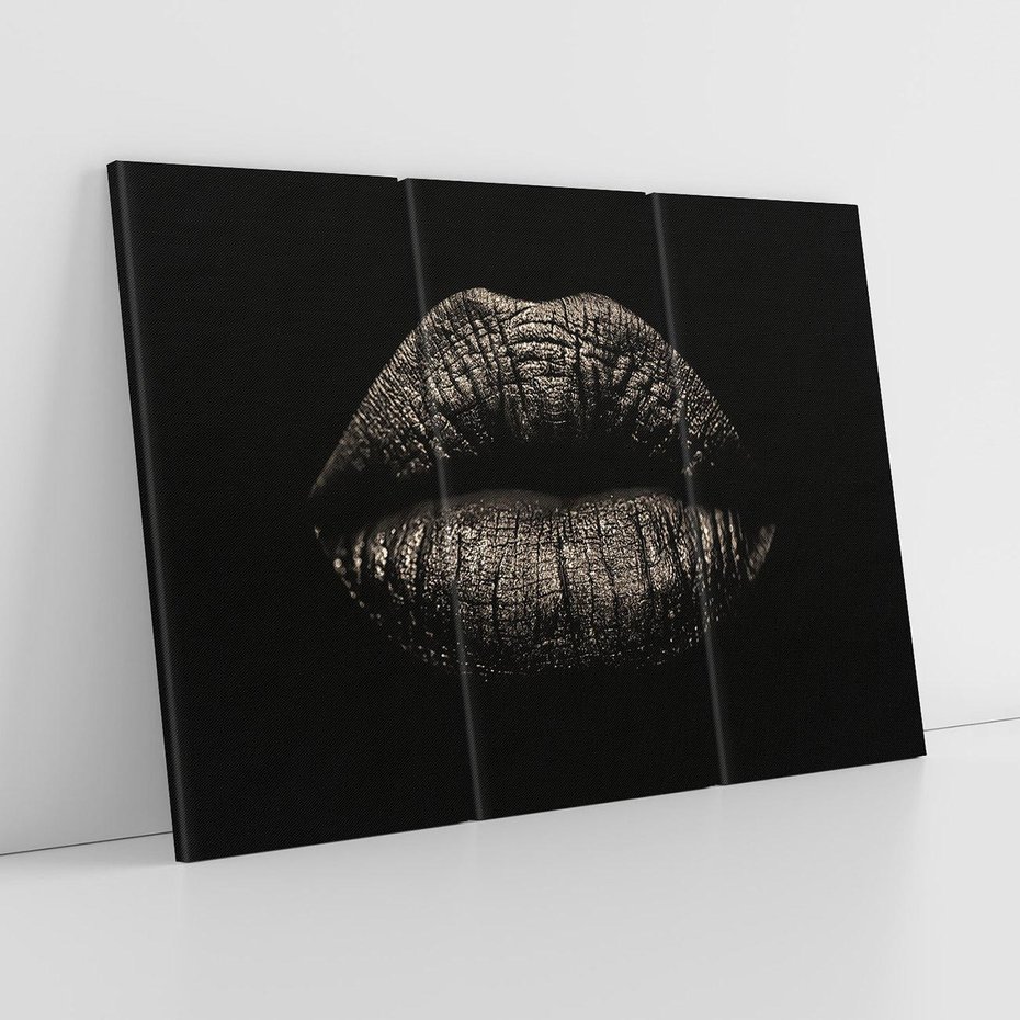 Obraz na płótnie 120x80 - Usta Czarno-Białe - usta, czarno