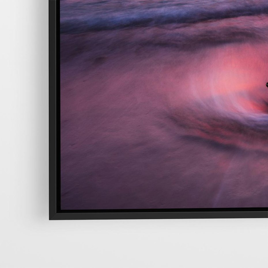 Obraz w ramie 100x70 - Zaklęty Zachód - magiczny zachód słońca, fioletowe - rama czarna