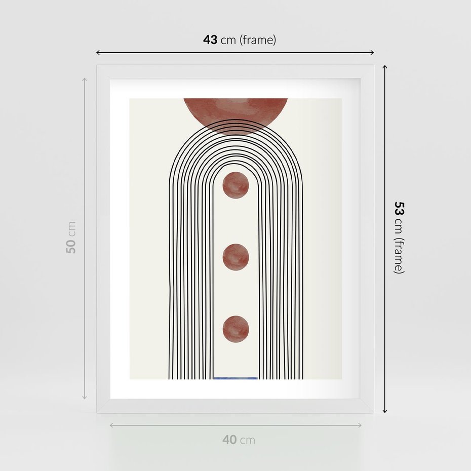 Plakat w ramie 40x50 - Symfonia Kształtów - nowoczesny plakat, styl midcentury - rama biała