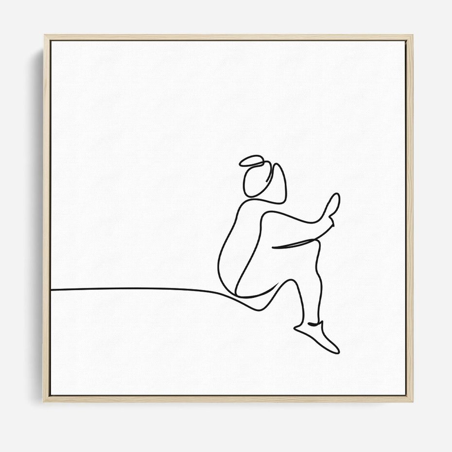 Obraz w ramie 80x80 - Linie Wewnętrznej Refleksji - line art, szkic - rama drewno