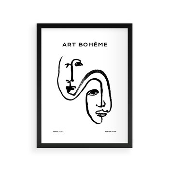 Plakat w ramie 40x50 - Rozbijające Granice Boho - boho sztuka, twarze - rama czarna