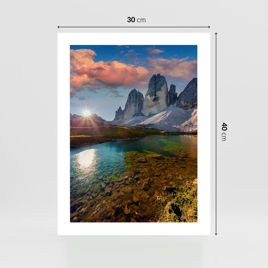 Plakat bez ramy 30x40 - Jezioro wśród majestatycznych gór - jezioro, góry