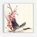 Obraz w ramie 80x80 - Szept Japonii - japońska sztuka, ptak - rama biała