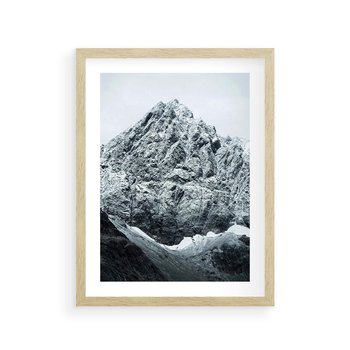 Plakat w ramie 50x70 - Surowość Gór - śnieg, zima w górach - rama drewno