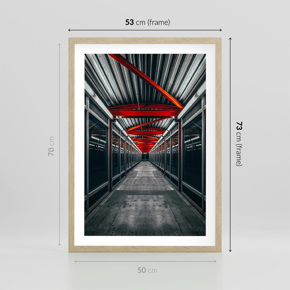 Plakat w ramie 50x70 - Nieskończoność Przestrzeni - korytarz, perspektywa - rama drewno