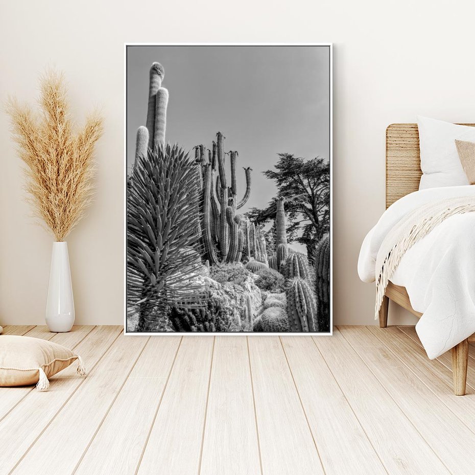 Obraz w ramie 50x70 - Pustynny Klimat - czarno białe zdjecie, pustynia - rama biała