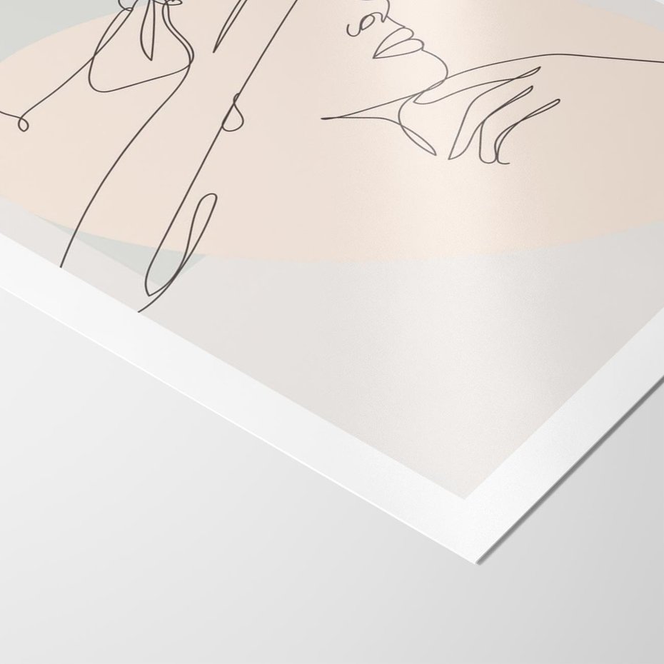 Plakat bez ramy 21x30 - Twarz Kobiety w Pastelach - minimalistyczna grafika, pastelowe tłó