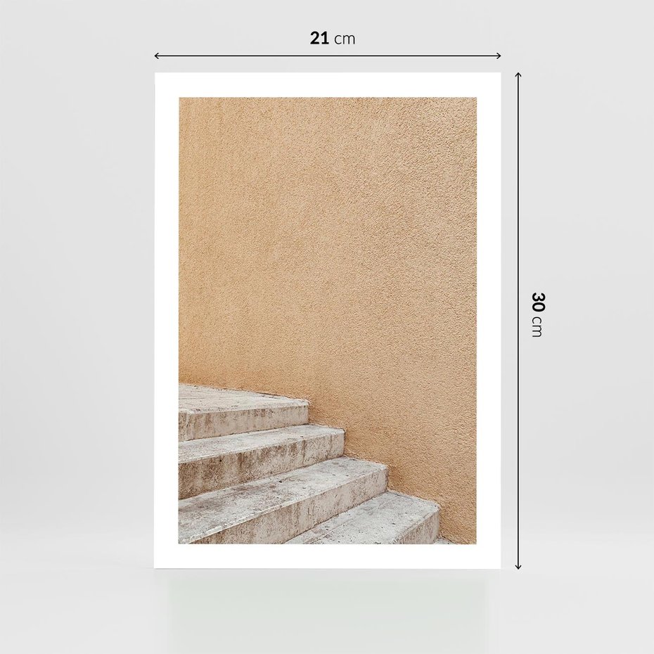 Plakat bez ramy 21x30 - Schod w Beżu - schody, minimalizm