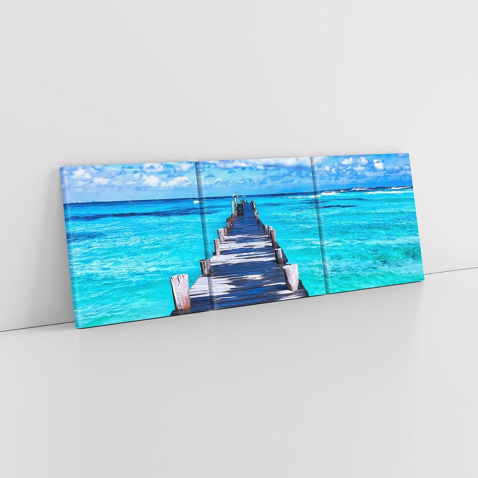 Obraz na płótnie 120x40 - Molo na Plaży Morza - molo, plaża