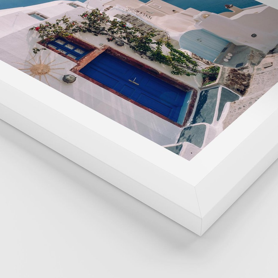 Plakat w ramie 40x50 - Urok Greckiej Wyspy - Santorini, Grecja - rama biała