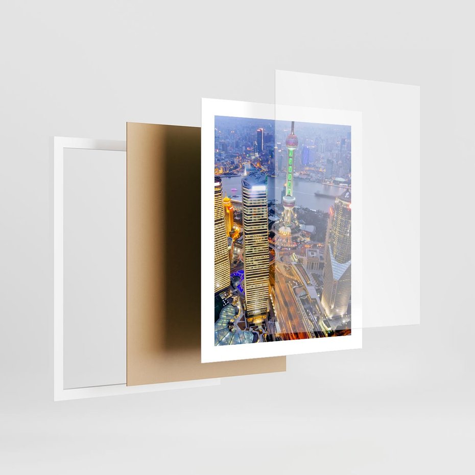 Plakat w ramie 40x50 - Wzgórza Mieściny - wieżowce, miasto - rama biała