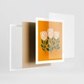 Plakat w ramie 40x50 - Kolorowe Impresje - abstrakcyjna kwiatowa kompozycja, żółte mocne tło - rama biała