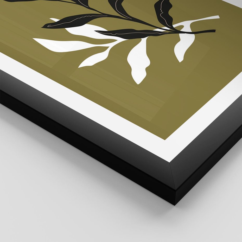 Plakat w ramie 40x50 - Wewnętrzne Odsłony - liście, gałązki - rama czarna