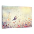 Obraz na płótnie 70x50 - Poranek wśród łąki - ptak, łąka