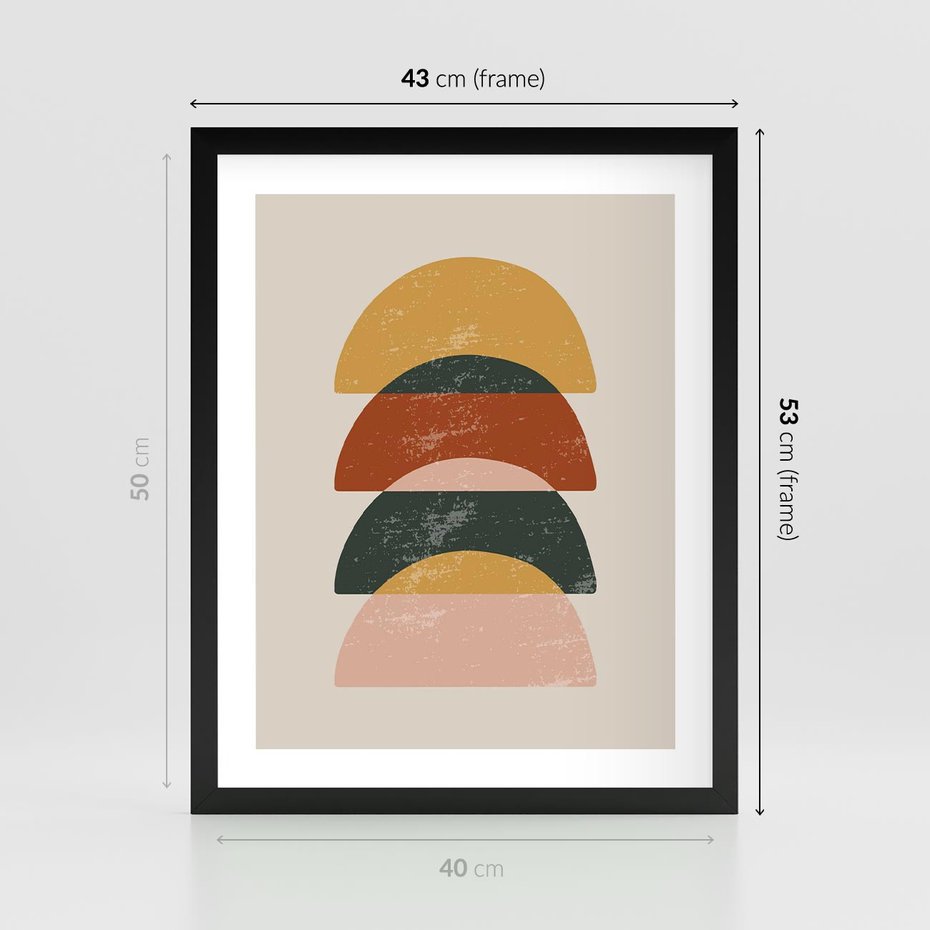 Plakat w ramie 40x50 - Energetyczne Wzory - nowoczesny plakat, abstrakcyjne kształty - rama czarna