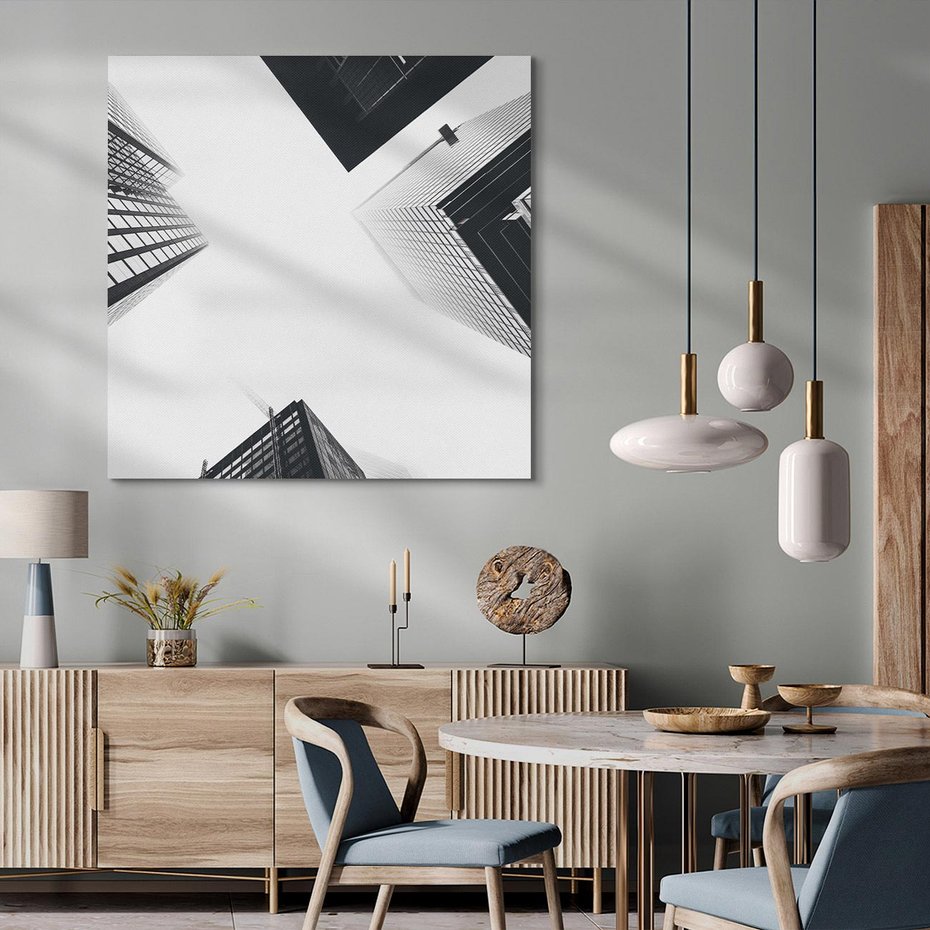 Obraz na płótnie 40x40 - Nowoczesna Dynamika - perspektywa, wieżowce